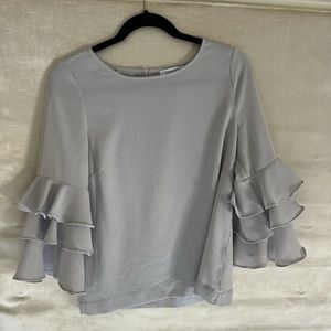 Olivaceous grey long sleeve ruffle top